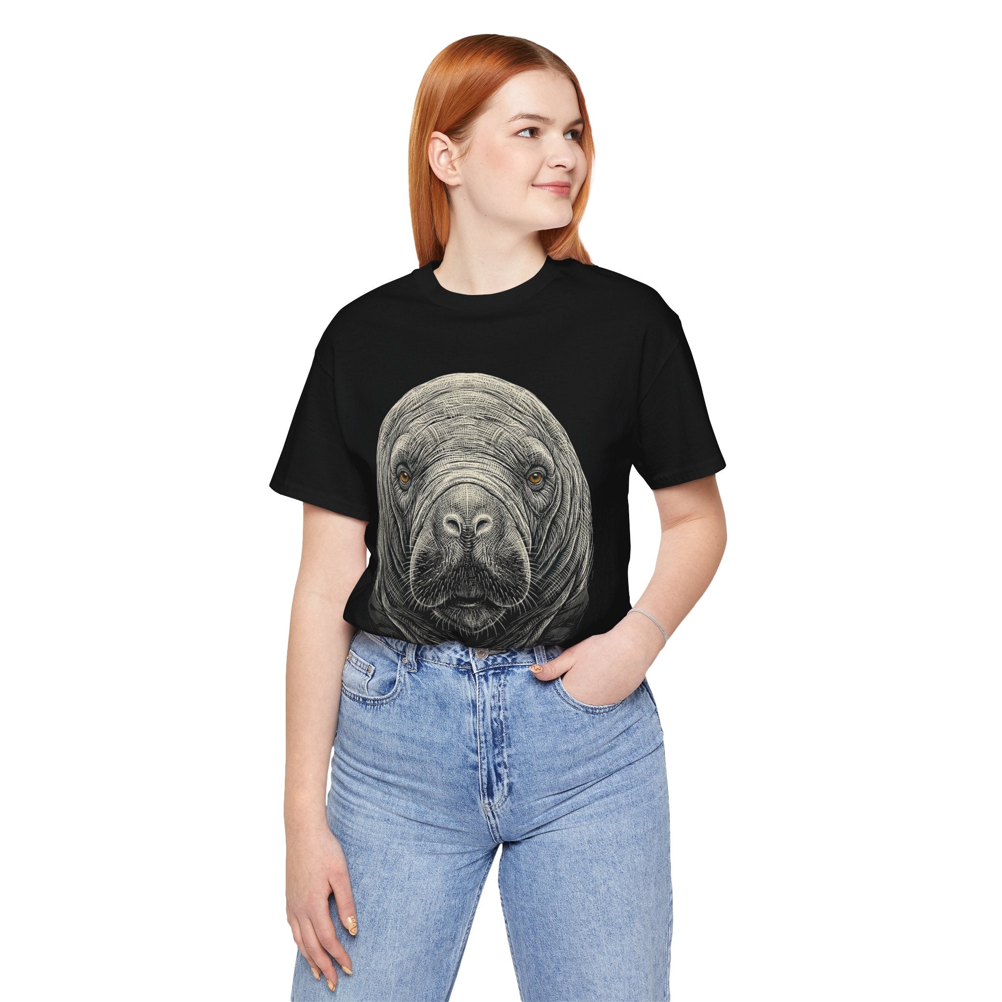 Manatee Shirt - Wildlife Art - Pen and Ink - Sea Cow Gift - Still Here