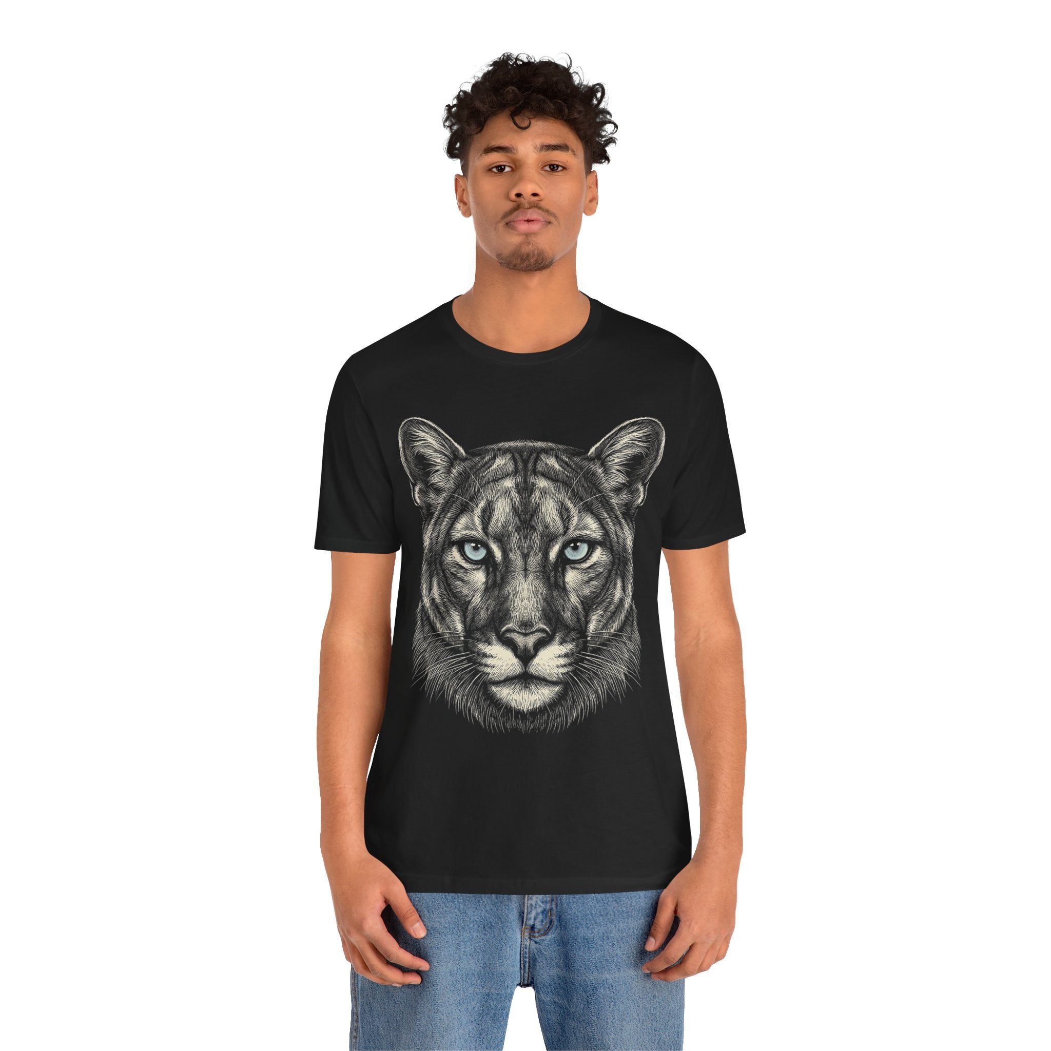 Mountain Lion Shirt - Wildlife Art - Pen and Ink - Cougar Gift - Still Here