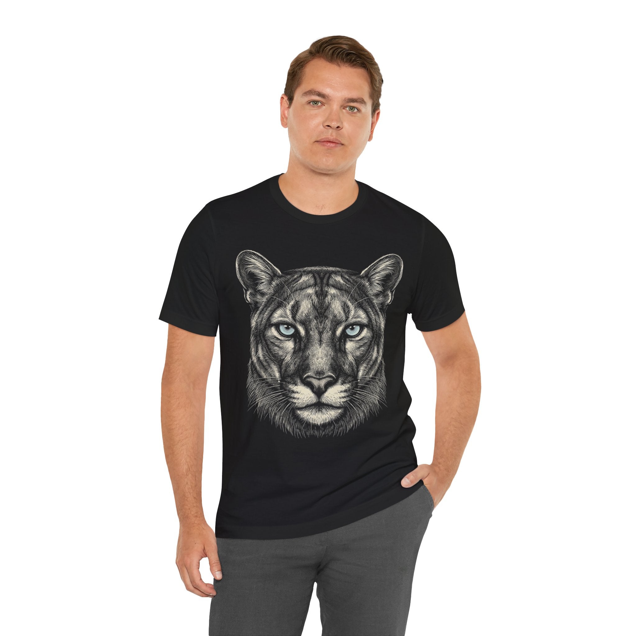 Mountain Lion Shirt - Wildlife Art - Pen and Ink - Cougar Gift - Still Here