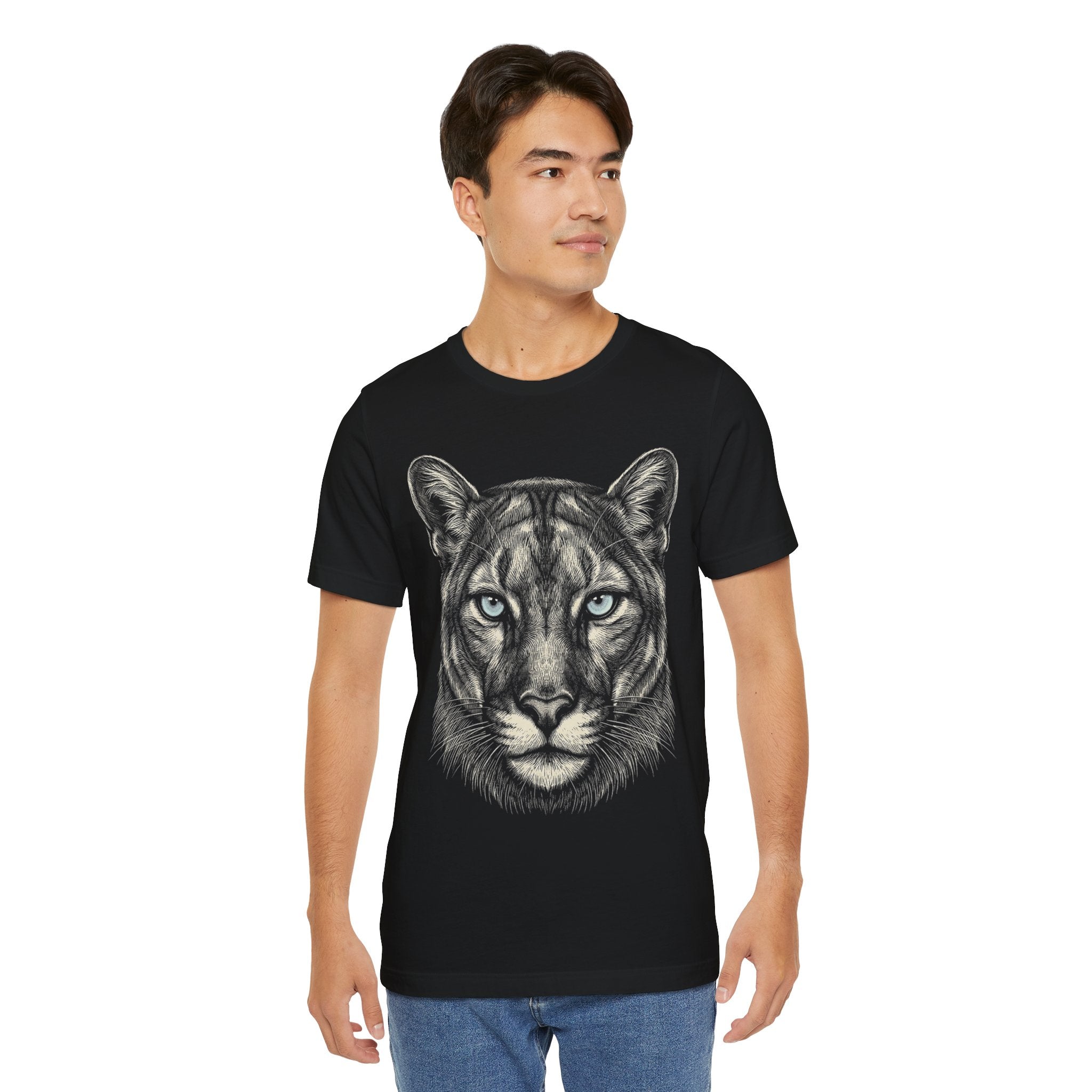Mountain Lion Shirt - Wildlife Art - Pen and Ink - Cougar Gift - Still Here