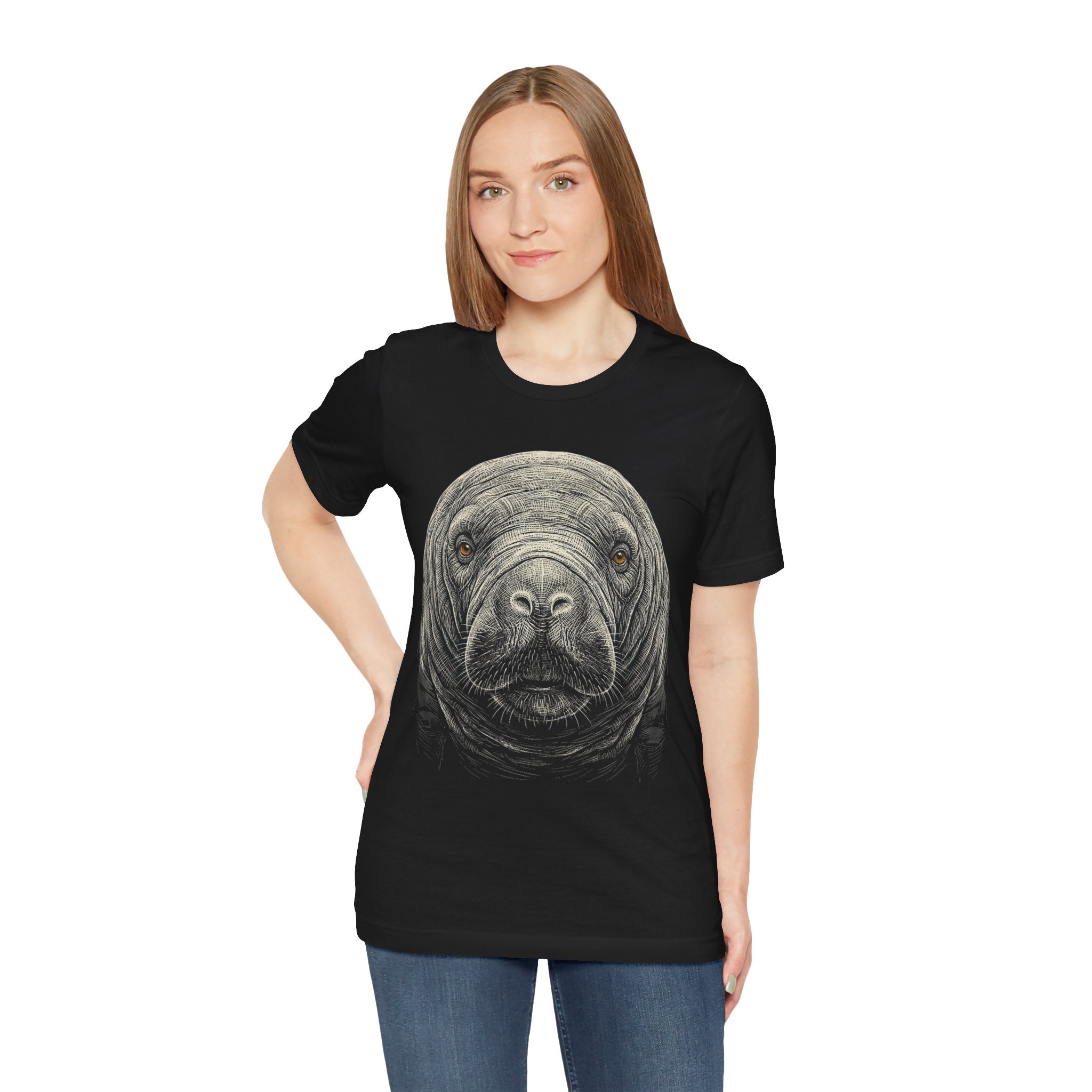 Manatee Shirt - Wildlife Art - Pen and Ink - Sea Cow Gift - Still Here