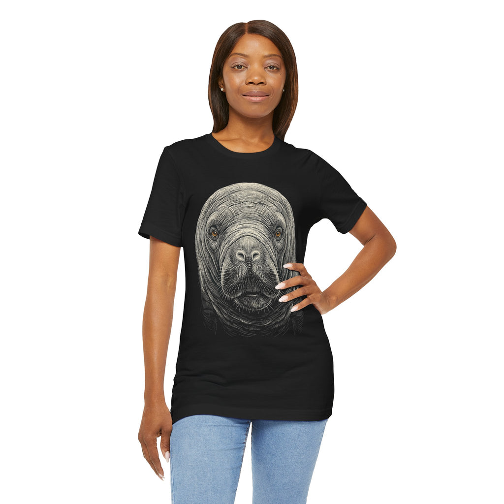 Manatee Shirt - Wildlife Art - Pen and Ink - Sea Cow Gift - Still Here
