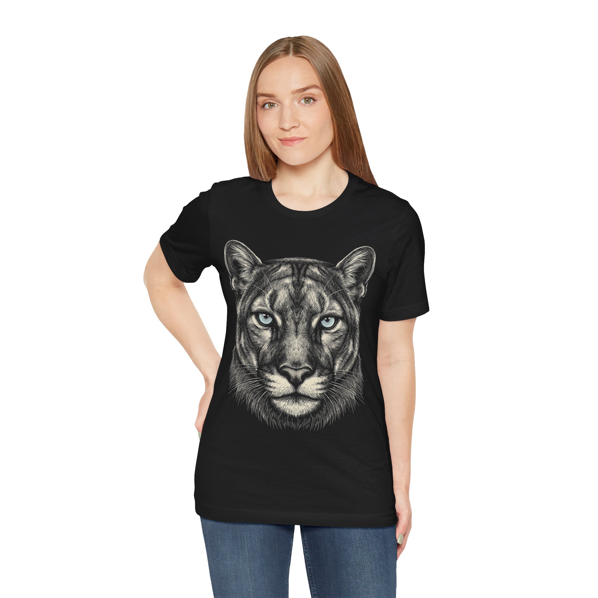Mountain Lion Shirt - Wildlife Art - Pen and Ink - Cougar Gift - Still Here